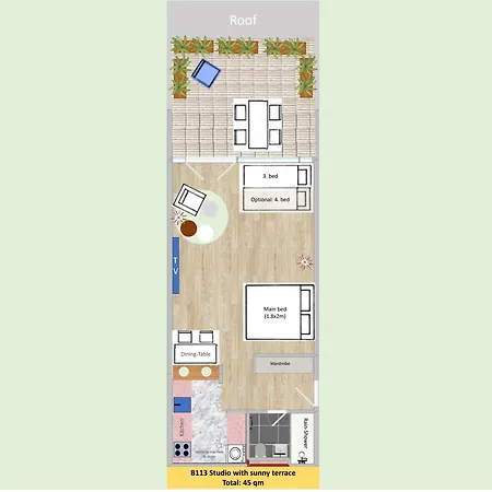 Апартаменти New With Sunny Terrace & Air Condition *